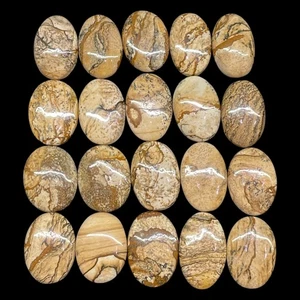 20 Pcs Natural Picture Jasper Cabochons 25-29mm Oval Shapes Polished Gemstones - Picture 1 of 8