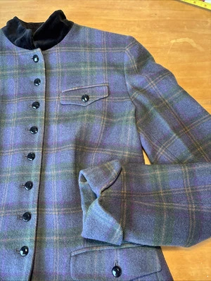 74 VTG RALPH LAUREN Riding Jacket Plaid Wool Velvet Collar blazer equestrian 8 - Image 1 of 4