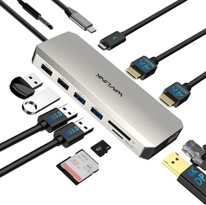 USB C Docking Station Dual HDMI Monitors 12 in 1 Triple Display USB C Hub - Picture 1 of 8