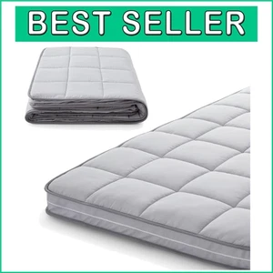 3-Inch Gray Mattress Topper Cover with Zipper - Twin Size Comfort Solution - Picture 1 of 9