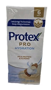 6 BARS PROTEX PRO HYDRATION MILK PROTEIN & COCONUT ANTIBACTERIAL SOAP 3.7oz - Picture 1 of 5