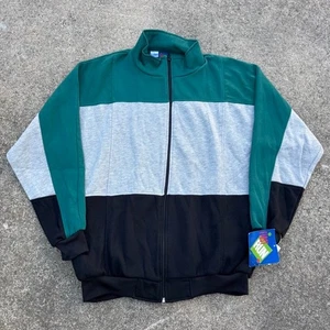 Vintage First Run Zip Up Track Sweatshirt Colorblock 90s Retro Sport Mens Large - Picture 1 of 9