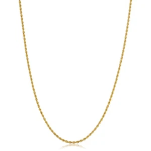 10k Yellow Gold Rope Chain Necklace (1.5 mm, 14 inch) - Picture 1 of 7