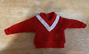 Vintage 70er Jahre Barbie Letterman Pullover rot weiß Strick - Bild 1 von 3