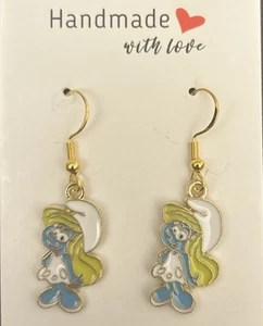Handmade The Smurfs Smurfette Earrings - Picture 1 of 1