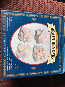 Vintage 2000 Cardinal 3D Holz Brain Benders 4 Brainteaser Puzzles & Anleitung - Bild 1 von 4