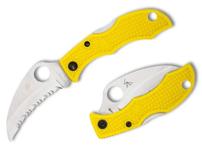 SPYDERCO LADYBUG 3 HAWKBILL SALT FOLDING KNIFE YELLOW FRN SERRATED H2 SS LYLS3HB - Image 1 of 3