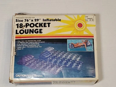 Vintage Large Sun Tanner Lounge Inflatable 18 Pocket 1985 Intex 76” X 29” New - Image 1 of 4