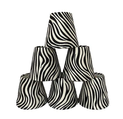 Juego de 6 candelabros con clip de piel sintética blanca y negra de cebra con estampado de animales Foto 1 de 4