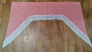 Check rosso con tende da cucina Swag VALANCE in pizzo bianco - Foto 1 di 6
