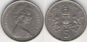 5 New Pence v.1970 Münze Großbritannien aus Nachlass - Bild 1 von 1
