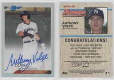 2020 Bowman Heritage Chrome Prospects Refractor /99 Anthony Volpe #92PA-AV Auto