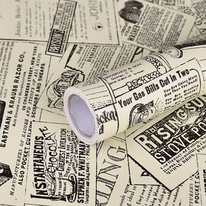 Newspaper Contact Paper 17.71” X 118”Vintage Peel and Stick Self Adhesive Wallpa - Picture 1 of 3