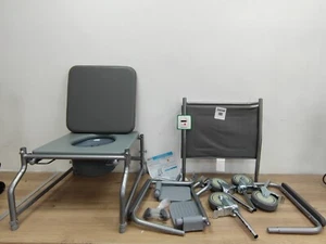 NRS Healthcare Wheeled Commode/Over Toilet Chair Padded Seat and Backrest S30063 - Picture 1 of 4