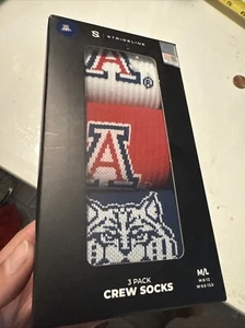 University Of Arizona- Strideline Team Logo Crew Socks | 3 pairs | M/L | - Picture 1 of 5