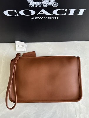 NUEVO CON ETIQUETAS COACH VINTAGE CUERO TOSTADO CREMALLERA TOP CLUTCH 9972 Foto 1 de 4