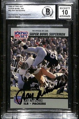 Ray Nitschke 1990/91 Pro Set Super Bowl #92 Signed Card Auto Grade 10 BECKETT - Image 1 of 3