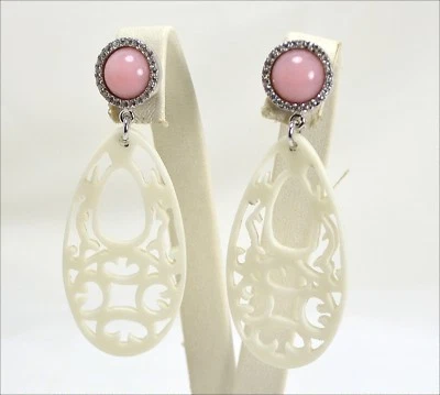 ORECCHINI IN ARGENTO 925 CON ZIRCONI OPALE ROSA E CORNO AGHT 0382 - Immagine 1 di 3