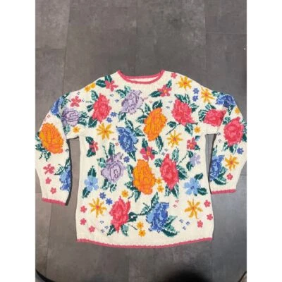 Suéter Tejido Floral Vibrante de Lizwear - Colorido Primavera Moda Talla Pequeña B-1 Foto 1 de 4