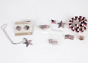 9 Unabhängigkeitstag 4. Juli USA amerikanische Flagge patriotischer Schmuck Pins Ohrringe - Bild 1 von 10
