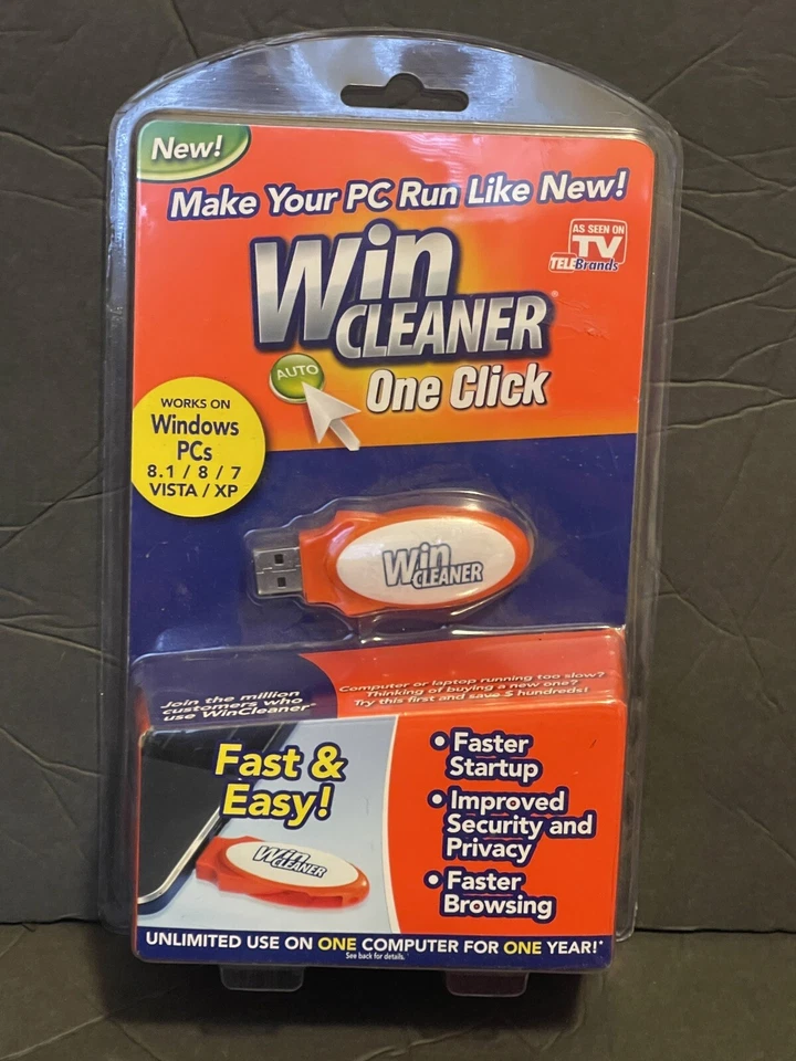 Win Cleaner One-Click PC Cleaner New In Package Speed Boost USB, As Seen on TV. - Image 1 of 1