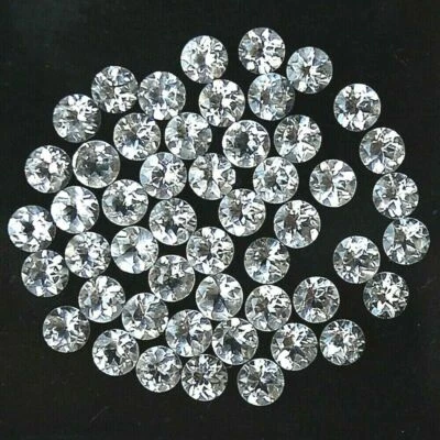 Venta al por mayor Lote 2mm Redondo Facetado Natural Blanco Topacio Piedras Preciosas Calibradas Sueltas Foto 1 de 4
