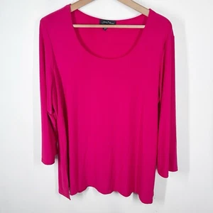 Slinky Brand Real Scoop Neck Tunic Top Plus Size 1X 3/4 Sleeves Red X19 - Picture 1 of 6