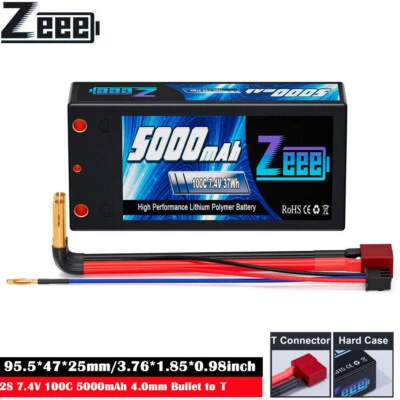 Zeee 2S LiPo Akku Batteries 7,4V 5000mAh 100C 4mm Kugel to T Stecker Kurzer Lipo - Bild 1 von 4