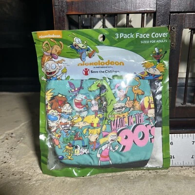 Máscara facial de tela Nickelodeon ADULTO Rugrats Ren & Stimpy nuevo sellado paquete de 3 Foto 1 de 4