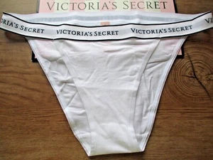VICTORIA'S SECRET Cotton Tanga String Bikini Panty VS White Black Logo S M L XL - Picture 1 of 3