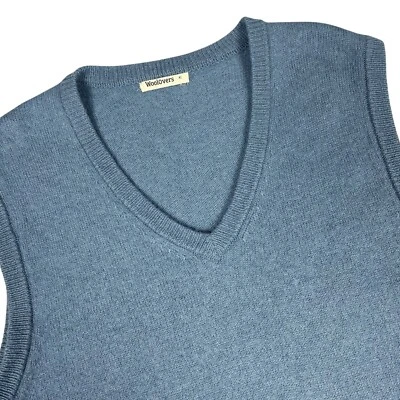 Woolovers Suéter Chaleco Para Hombres XL Azul 100% Lana Pullover Preppy Cuello en V Jersey Golf Foto 1 de 4