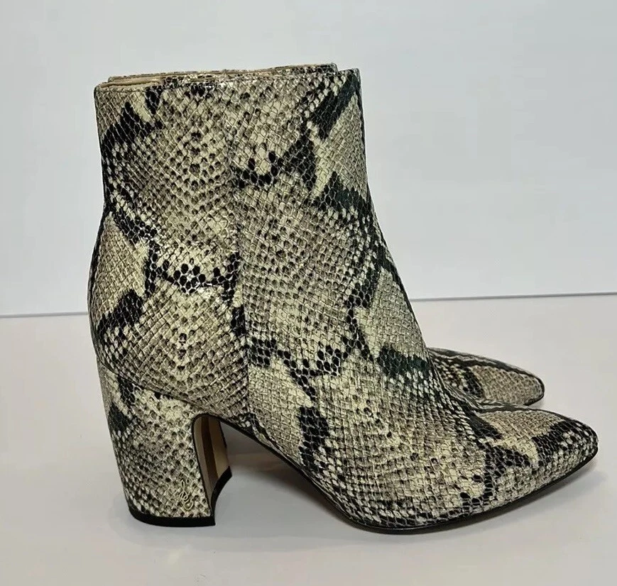 Botín de cuero Sam Edelman Hilty piel de serpiente tacón ancho para mujer talla 7” Foto 1 de 4