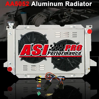 4 Row Radiator Shroud Fan For 1983~1997 1996 Ford F100 F150 F250 /350 Bronco  V8 Foto 1 de 4