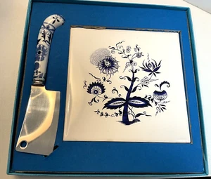 Vintage Japan Blue & White Porcelain Cheese Board Set Cutting Board New - Picture 1 of 7