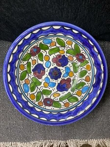 Vintage Ceramic Bowl Hebron Crafts Handmade Painting Flowers  Decor multicolor  - Picture 1 of 6