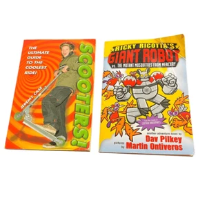 Scholastic Book Set Of 2 Elementary Level Books Ricky Ricotta Robots & Scooters - Picture 1 of 14