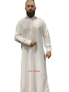 Saudi Men's Thobe jubba Dishdasha Thawb Thoub Muslim Islamic Abaya with pants - Picture 1 of 6