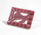 Vintage French Galalith Bakelite Pin Brooch rare Art Deco carved see thru pink