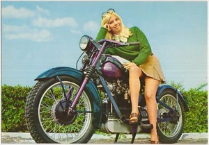 MOTO NIMBUS CON RAGAZZA - CARTOLINA - Picture 1 of 1