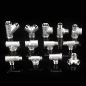 Edelstahl Außen/Innengewinde Fitting Y-Stück T-Stück Wasserrohrverbinder 1/2 3/4 - Picture 1 of 31