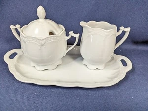 Hutschenreuther Viktoria 3 Pc Sugar Creamer w Tray Set Bavaria Germany MINT HTF - Picture 1 of 4