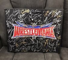 50+ Sigs! WWF WWE Signed Autograph Custom Wrestlemania 32 Art Canvas! Rare Vinta