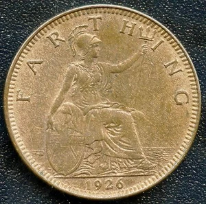 1926 Great Britain 1 Farthing Coin - Picture 1 of 2