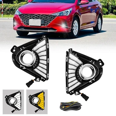 For 2020-2021 Hyundai Accent LED Fog Lights Front Bumper Lamps with DRL - Image 1 of 4