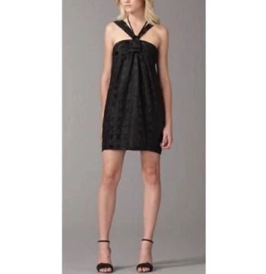 MARC JACOBS Black Silk Rayon Check Plaid Halter Pleated Cocktail LBD Dress 2 XS - Image 1 of 4