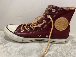 Converse high tops Men’s 5 Women’s 7 Burgundy Tan Leather Patch - Picture 1 of 6