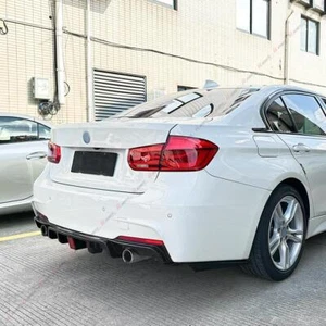 FOR BMW F30 M SPORT 320i REAR BUMPER DIFFUSER PERFORMANCE WITH LED BRAKE LIGHT - Imagen 1 de 3
