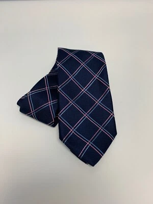 Corbata Thomas Rosa | Corbata de Seda a Cuadros Azul Hecha en Marruecos Usada en Excelente Condición Foto 1 de 4