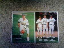 1990 MOTHER'S COOKIE 2 CARD PANEL JOSE CANSECO MCGWIRE WEISS ROOKIE OF YEAR A'S