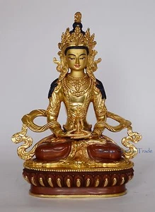 Estatua Patan pintada cara dorada tallada a mano dorado cobre Parmita de 8,75" - Imagen 1 de 4
